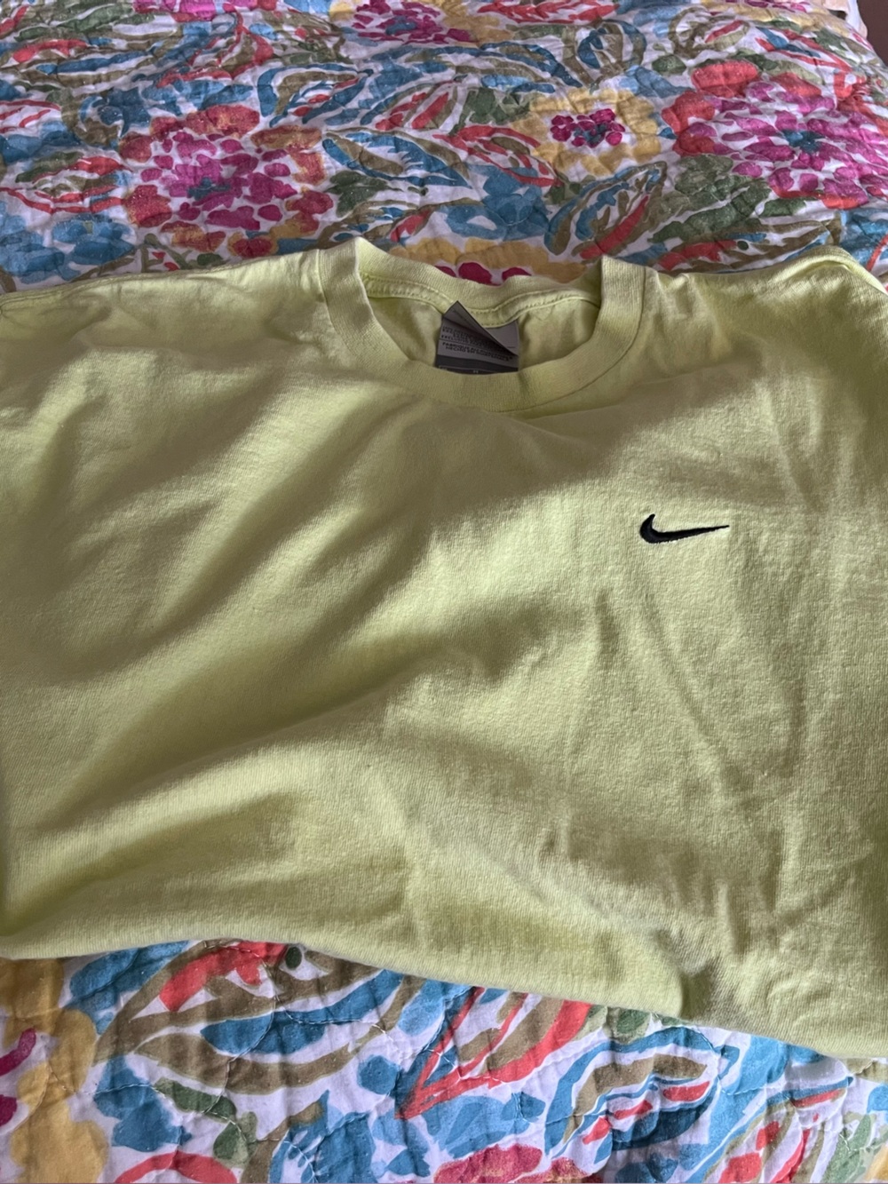 Nike Short Sleeve Crew Tee in Pale Yellow with Black Swoosh